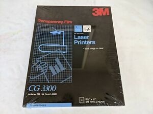 New Vintage 3M Transparency Film for Laser Printers 50 Sheets 8.5&#034; x 11&#034; CG 3300