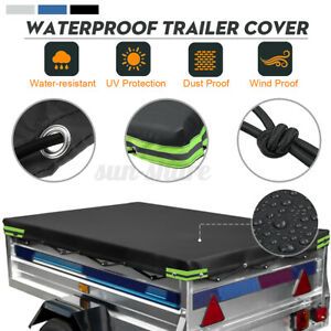 Heavy Duty Trailer Cover 6 x 4 ft Waterproof Feet 6ft 4ft with Rubber Belt   ~