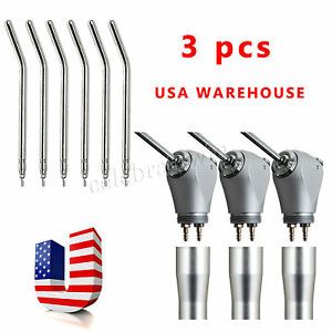 3PC Dental 3 Way Air Water Spray Triple Syringe Handpiece w/ Nozzles-Tips jh