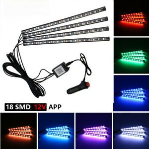 4Pcs Car Interior Light Strip LED RGB Lights Neon APP Music Control Car Lighting