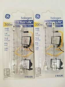 GE Halogen 300W T2.5  Heavy Duty Bulbs   2 per pack   Lot of 2 Packs
