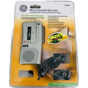 GE Micro Cassette Voice Recorder 3-5383 Value Pack wit 2 Tapes &amp; Clip Microphone