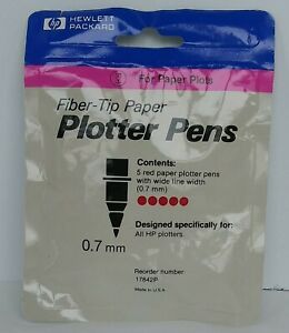 HP Red Fiber-Tip Paper Plotter Pens 17842P 0.7mm Pack Of 5 - New