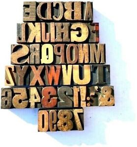 Letterpress WOOD Type 1 5/8&#034; MIXED Alphabet + Numbers 41pcs **VERY RARE Fonts**