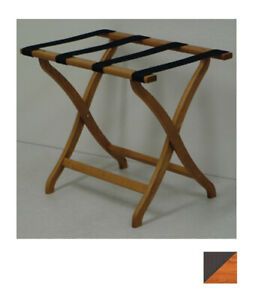 Wooden Mallet LR3-MOBRN Designer Curve Leg Luggage Rack in Medium Oak with Brown