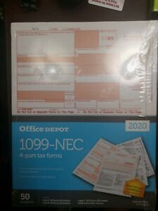 Office Depot 1099-NEC 4-Part Tax Forms  50 Recipients Tax Year 2020 NEW SEALED