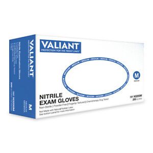 VALIANT N3200M Nitrile Exam Glove, Blue, 2.5mil, M, PK200