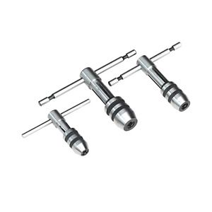 T-Handle T Type Tap Wrench Set of 3 Pieces Solid Collet Jaws