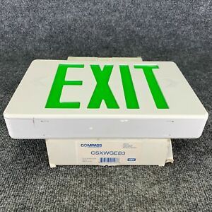 Hubbell CSXWGEB3 Green EXIT Sign Emergency Light LED White Housing