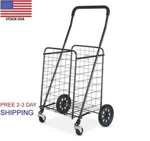 Mainstays Adjustable Steel Rolling Shopping Cart - Black - 21.5&#034; x 19.50&#034; x 41.0