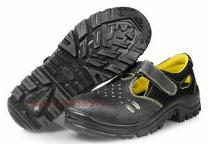 Men&#039;s Leather Safety Shoes Steel Toe Anti Puncture Work Boots Sandal For Summer