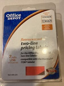 Office Depot 609-225 2-Line Pricing Label for OD202 Monarch 1336 Fluorescent Red