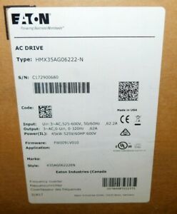 NEW EATON HMX35AG06222-N H-MAX Variable Frequency Drive 600V, 62A, 60HP, 3 Ph