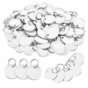 100 PCS Metal Rimmed Key Tags,Round Paper Key Tags with Split Rings,Paper Key