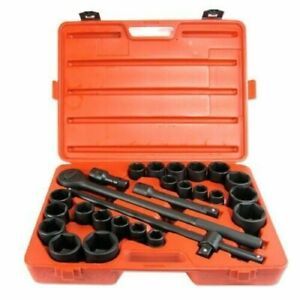 Jumbo 27 Pc 3/4&#034; Drive Air Impact Socket Ratchet Set 6 Points SAE &amp; MM Warranty