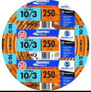 Romex 250 Ft. 10/3 Gauge Solid SIMpull NM-B Indoor Residential Electrical Wire
