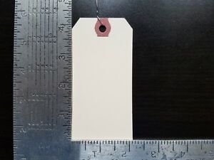 100- 4-1/4&#034; x 2-1/8&#034; WIRED MANILA TAG HANG LABEL SHIPPING INVENTORY STOCK SIZE 4