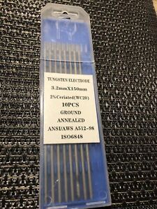 8-pk TIG Welding Tungsten Electrode 2% Ceriated (Gray, WC20) .1/8x7&#034; Missing 2