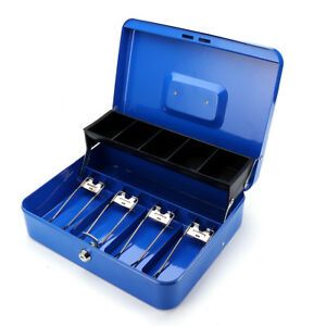 Tiered Cash Box Money Bill Coins Portable Storage Box Key Locking Cash