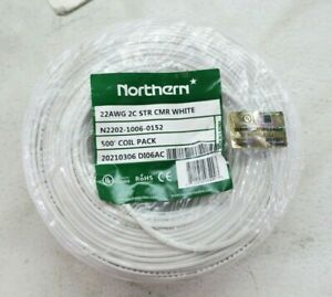 Northern N2202 22/2C Stranded Security Control Alarm Cable Riser White 100ft