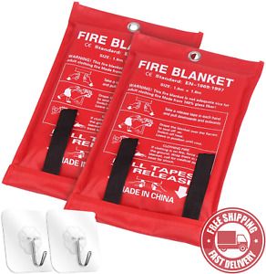 2  Pack  Fire  Blanket  Fire  Suppression  Blanket ,  Fiberglass  Fire  Emergenc