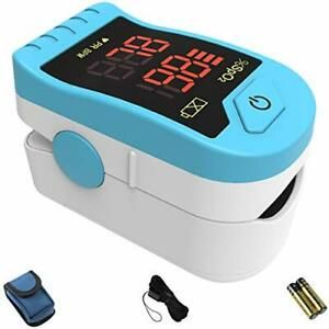 CHOICEMMED Light Blue Finger Pulse Oximeter - Blood Oxygen Saturation Monitor...