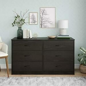 Mainstays Drawer Dresser, (6-Drawer, Black Oak + Free Bundle)