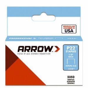 Arrow 20000 Pack, 1/4&#034; Staple, For P22 Plier Stapler