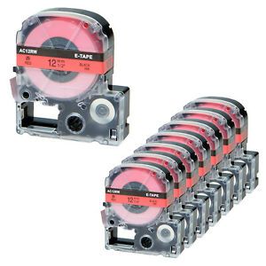 8PK Compatible with EPSON LK-4RBP KingJim SC12RW 12mm Tape Red Label 0.47&#034;