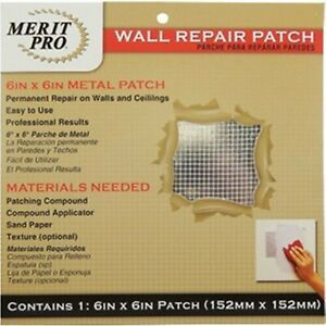 6&#034; x 6&#034; Wall Repair Patch-Merit Pro 03205 (3 Pack)