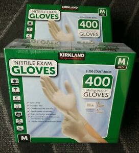 800 - KIRKLAND Nitrile Exam GLOVES Powder Latex free MEDIUM (4x200 Count boxes)