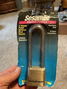 Sesamee K440 4 Dial Bottom Resettable Combination Brass Padlock with 4-Inch Long