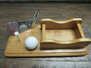 Good Wood Miniature Golf Business Card PEN/PENCIL Holder Desk Organizer