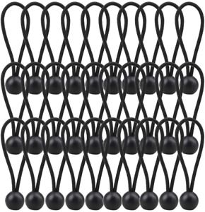 AOPRIE 30 Pack Bungee Balls, Black Ball Bungee Heavy Duty Heavyweight 4 Inches T