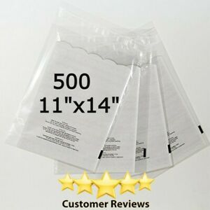 500 Pack 11x14 Self Seal 1.5 mil Suffocation Warning Clear Poly Bags Free Shippi