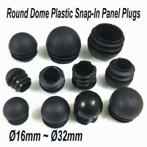 16-32 Round Dome Plastic Snap-In Panel Plugs Pipe Inserts Plug Panel Plug Black