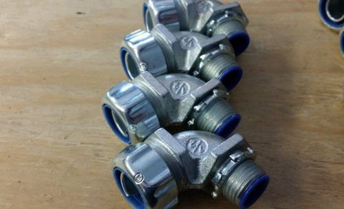 Lot of 4 thomas &amp; betts 5352 insulated flexible 1/2&#034; conduit connector 90 degree for sale