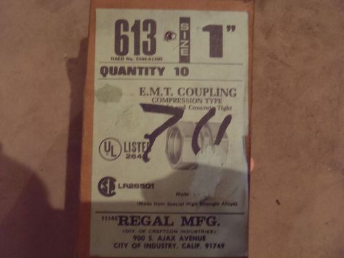 Lot of 10 regal 613 1&#034; emt compression coupling for sale