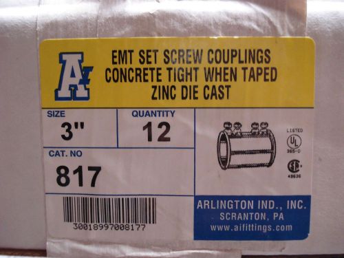 Case of 12 - EMT Set Screw Couplings Concrete Tight When Taped Zinc Die Cast  3&#034;