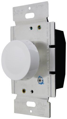Enerlites 52131-w 600-watt single-pole push on/off lighted rotary dimmer  120-vo for sale