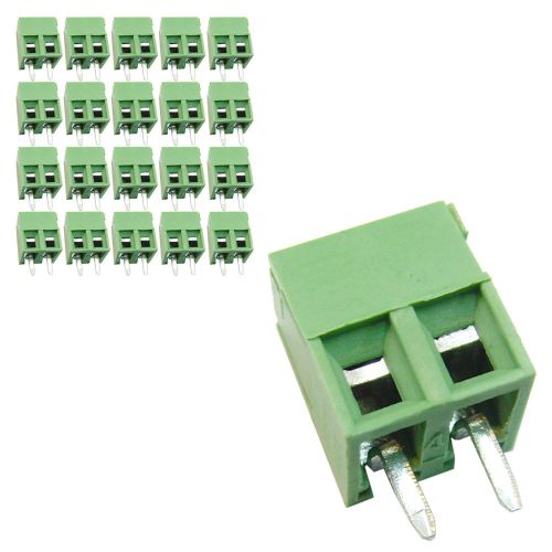 20 pcs 3.81mm pitch 150v 9a 2p poles pcb screw terminal block connector green for sale