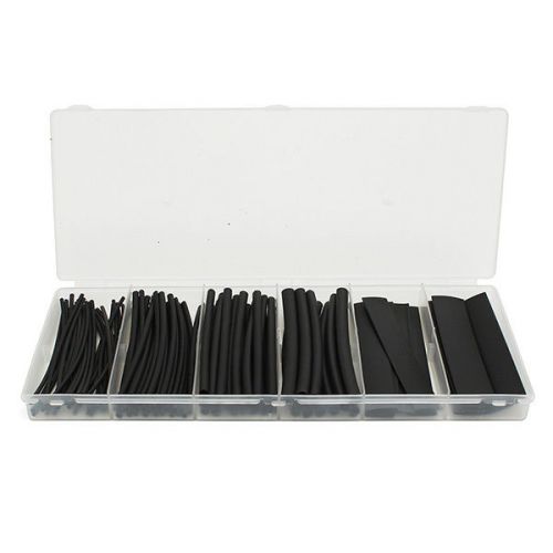 100pcs Black Assorted 6Size ?1.5-13mm 100mm 2:1 Heat Shrink Tubing Wrap Kit Box