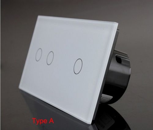 NEW EU Standard 3 Gang 1 Way Touch Panel Crystal Glass LED Indicator Switch -11