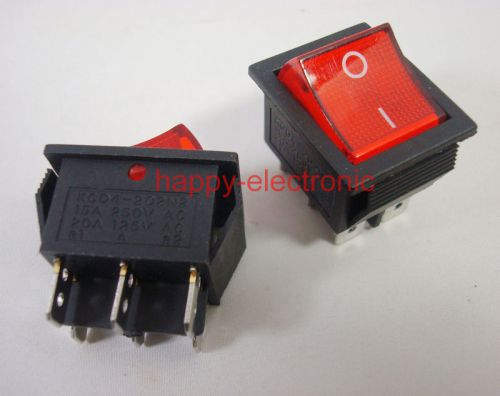 25pcs 6pin red illuminated rocker switch dpdt on/off 20a/125vac-15a /250vac for sale