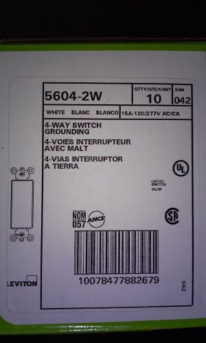 1 box (10) Leviton 4 Way Switch Grounding 15A 120/277V White 5604-2W NEW IN BOX