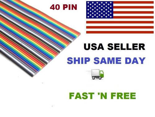 10 ft rainbow flat ribbon stranded 40 way cable 40 pin conductor for sale