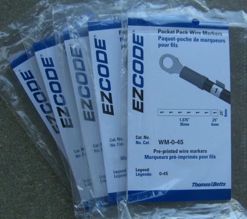 Lot of (5) Thomas &amp; Betts EZ Code Pocket Pack Wire Markers WM-0-45