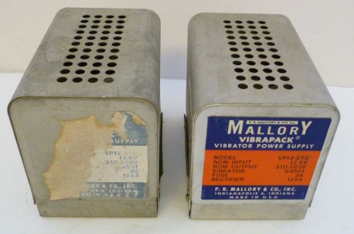 2 Mallory Mobile Vibrapack Vibrator Power Supply, VP1226, 12V-210,260, VTG
