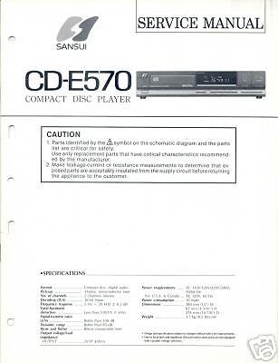 Sansui Original Service Manual CD-E570 FREE USA SHIP