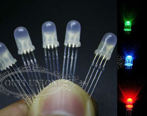 50pcs 4-pin 5mm tri-color rgb diffused common anode emitting diode led bulbs for sale
